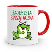 Dla Sprzątaczki Kubek Czerwony Na Prezent Urodziny Z Nadrukiem Ze Zdjęciem