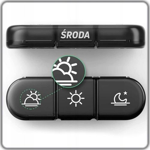 PUDEŁKO NA LEKI 21 POJEMNIKÓW SASZETKA CZARNA ORGANIZER NA LEKI na Arena.pl