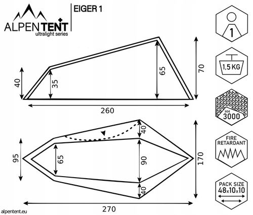 Namiot AlpenTent EIGER1 Ultralight 1os LEKKI 1,5kg na Arena.pl
