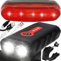 LAMPKA ROWEROWA LED PRZÓD 1800 LUMENÓW MOCNA + TYŁ