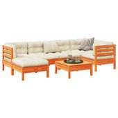 7-cz zestaw wypoczynkowy do ogrodu, z poduszkami, woskowy brąz