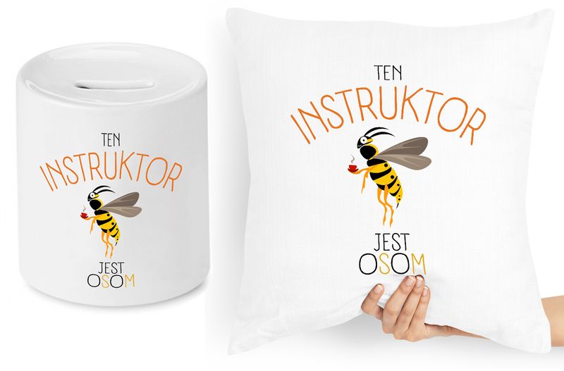 Dla Instruktora Zestaw Poduszka + Skarbonka Z Nadrukiem Ze Zdjęciem zdjęcie 1