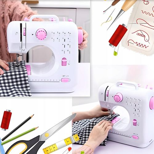 MASZYNA DO SZYCIA MINI PRZENOŚNA 12 ŚCIEGÓW AKCESORIA + GRATISY BIAŁA na Arena.pl