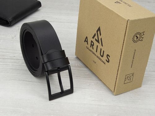 Pasek skórzany męski Modny czarny skóra naturalna do spodni garniturowych na Arena.pl