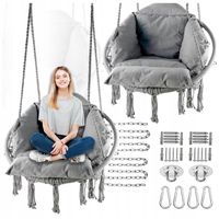 Szare Bocianie gniazdo huśtawka ogrodowa + Poduszka XXL + Zestawy montażowe