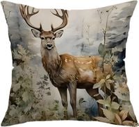 Poszewka Świąteczna na Poduszkę Renifer Bawełniana Lniania 45x45 cm