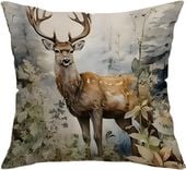 Poszewka Świąteczna na Poduszkę Renifer Bawełniana Lniania 45x45 cm