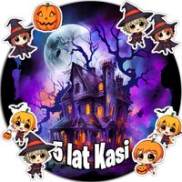 OPŁATEK NA TORT 20CM - HALLOWEEN DEKORACJA URODZINOWA + IMIĘ 15CM 18CM
