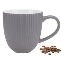 Kubek porcelanowy Ravi 360 ml szary matowy ryflowany