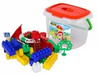 Klocki Budowniczy 52 elementow, wiaderko