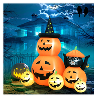 Dynia nadmuchiwana Halloween kot czarownica LED straszne ozdoby