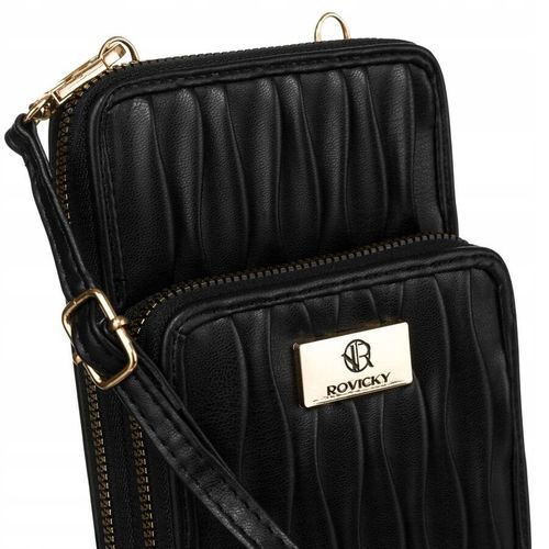 torebka-portfel ze skóry ekologicznej w czarnym kolorze z modnym na Arena.pl