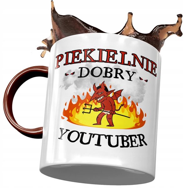 Kubek Bordowy Dla Youtubera Piekielnie Dobry Z Nadrukiem Ze Zdjęciem zdjęcie 1