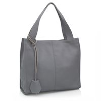 VERA PELLE torebka damska skórzana shopper klasyczna na ramię V074 c.szara