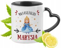 Kubek Czarny Z Uszkiem W Kształcie Serca Dla Marysi Idealny Na Prezent