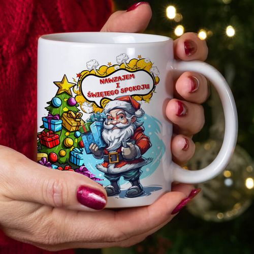 Świąteczny kubek z nadrukiem - Nawzajem i świętego spokoju na Arena.pl