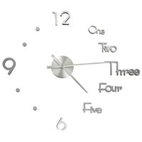 Zegar ścienny 3D, nowoczesny design, srebrny, 100 cm, XXL