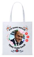 Donald Tusk Platforma Torba Eco Biała Shopper Z Nadrukiem Ze Zdjęciem