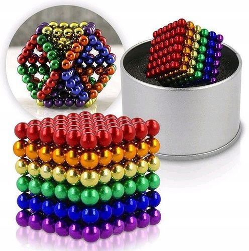DUŻE KULKI MAGNETYCZNE 216 DZIECI 5MM ANTYSTRESOWE GRA KOLOROWE PREZENT XXL na Arena.pl