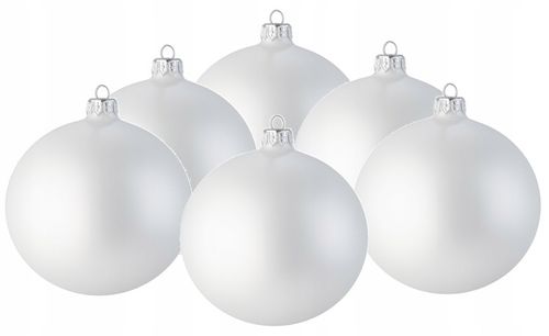 Bombki choinkowe szklane BIAŁY MAT perłowy 8 cm super efekt srebrzysty na Arena.pl