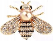 Broszka złota piękna pszczoła pszczółka z perłą  F69_A