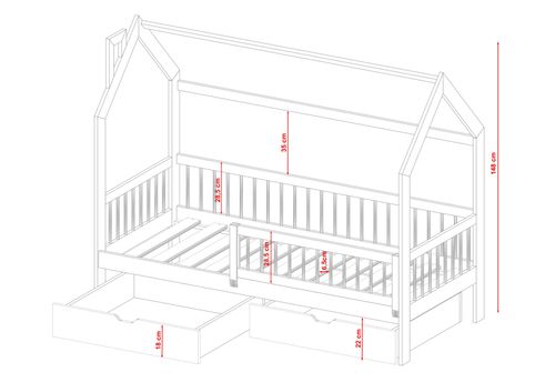 Łóżko parterowe domek OSKAR 80x170 na Arena.pl