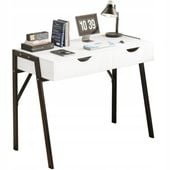 BIURKO NOWOCZESNE Z SZUFLADAMI LOFT BIAŁE NA CZARNYCH NOGACH PREMIUM