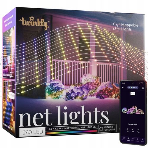 Siatka dekoracyjna Twinkly Net Lights - 260 LED RGB 1.2x1.9 m, IP44 na Arena.pl
