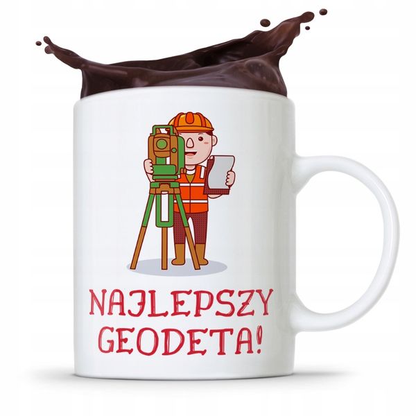 Kubek Prezent Dla Geodety Najlepszy Geodeta Z Nadrukiem Ze Zdjęciem zdjęcie 1