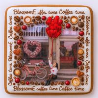 CIASTKO LUKROWANE BLOSSOME CAFE DREAM ROZ.S  KWADRAT AT RĘCZNIE ROBIONE