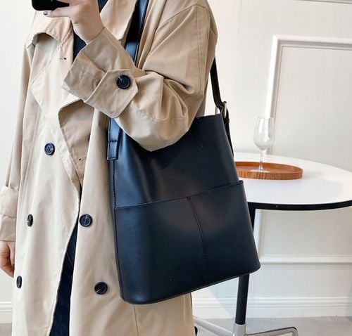 Torebka Damska Szoperka CZARNA Torba na Ramię Pojemna Shopper A4 Eko Skóra na Arena.pl