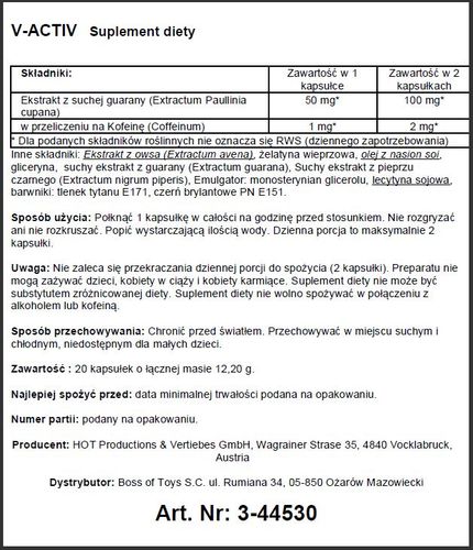 Supl.diety V Activ Caps for Men  20caps na Arena.pl