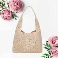 Stylowa torebka z eko skóry z mini-kosmetyczką Ażurowa torebka shopper