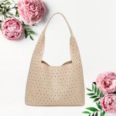 Stylowa torebka z eko skóry z mini-kosmetyczką Ażurowa torebka shopper