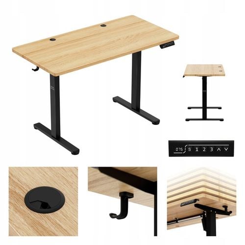 Biurko regulowane elektryczne MARK ADLER drewno dąb komputerowe 120x60 na Arena.pl