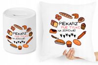 Dla Piekarza Zestaw Poduszka + Skarbonka Prezent Z Nadrukiem Ze Zdjęciem