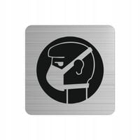 TABLICZKA nierdzewna GRAWEROWANA stosój maskę przeciwpyłową piktogram 8x8cm