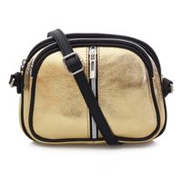 VERA PELLE torebka damska skórzana listonoszka 3 komorowa V463 złota