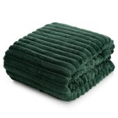 Koc mikroflano SOFT 70x160 ciemnozielony puszysty