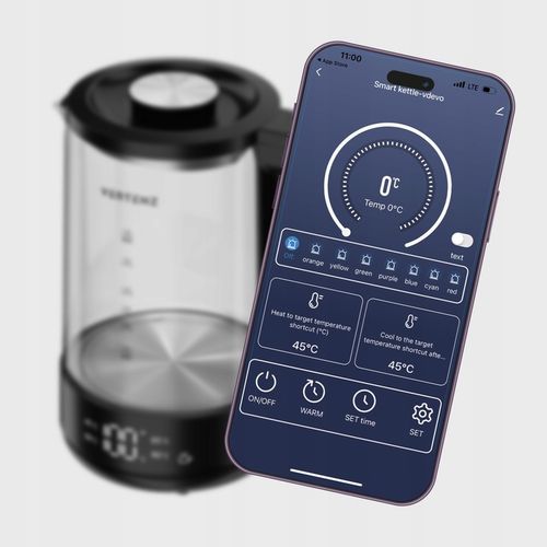 Czajnik Elektryczny LED SMART 2000W Szklany 1,7L Technologia WARM Czarny na Arena.pl