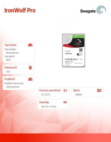 Seagate DYSK IronWolf Pro 2 TB 3,5'' ST2000NE0025 na Arena.pl