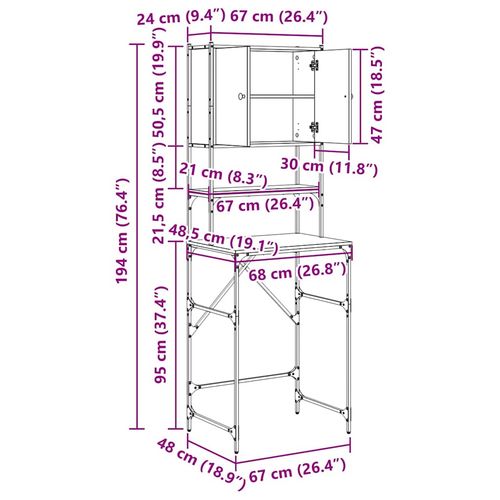 Szafka na pralkę Stare drewno 68 x 48,5 x 194 cm na Arena.pl