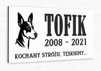 NADRUK Tabliczka nagrobna nagrobkowa dla psa kota nierdzewna biała 20x10