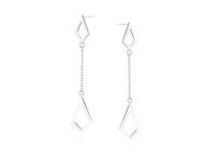 RODOWANE WISZĄCE SREBRNE KOLCZYKI GŁADKIE ROMBY