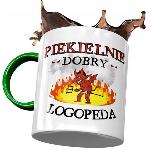 Kubek Zielony Logopedy Piekielnie Dobry Logopeda Z Nadrukiem Ze Zdjęciem na Arena.pl