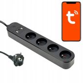 Listwa Zasilająca SMART WiFi Tuya Przedłużacz 4x AC 3x USB 1,5m czarna