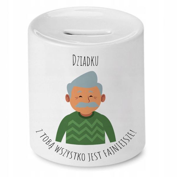 Skarbonka Dzień Dziadka Wszystko Jest Fajniejsze Z Nadrukiem Ze Zdjęciem zdjęcie 1