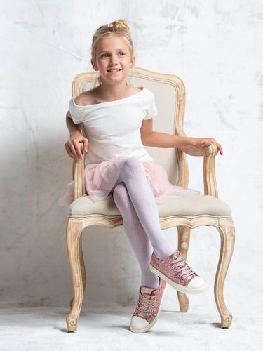 Rajstopy dziecięce mikrofibra ażurowe romby białe 30 DEN 116-122 na Arena.pl