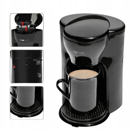 MAŁA KAWIARKA EKSPRES DO KAWY PRZELEWOWY Z KUBKIEM 1 FILIŻANKA 125ml 300W na Arena.pl