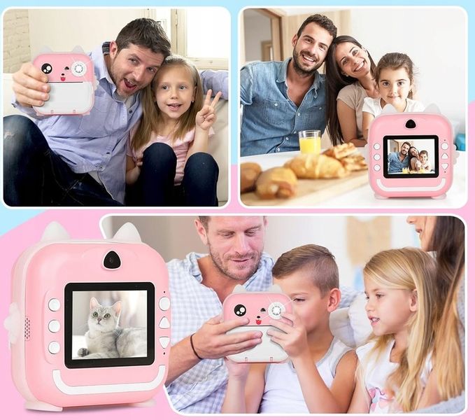 DRUKUŚ APARAT LCD CYFROWY NATCHMIASTOWY Z DRUKARKĄ DLA DZIECI GRY ROLKI zdjęcie 2